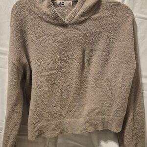 SO Women's Cozy Beige Hooded Sweater
